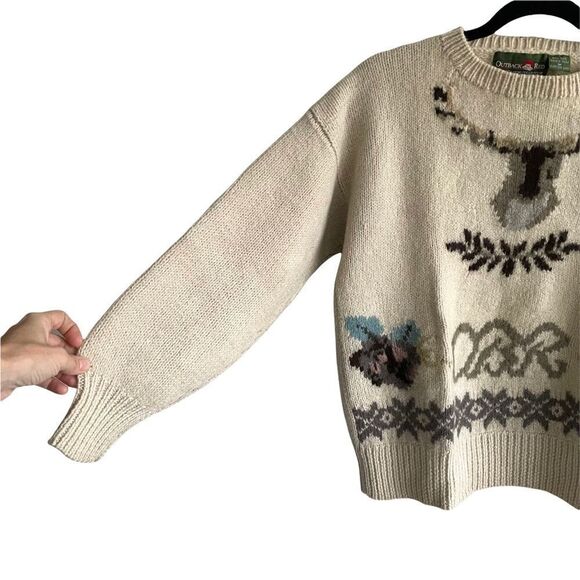 OUTBACK RED vintage crew neck long sleeve sweater moose cream S/M - Picture 5 of 7